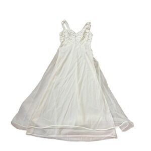 Vintage Vanity Fair Ivory Lace Sheer Overlay Nightgown Bridal 34 Honeymoon